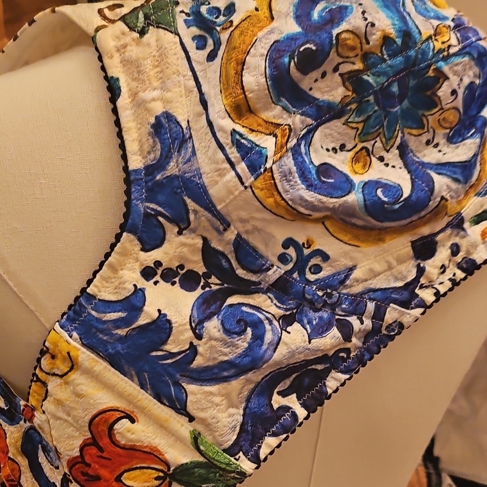 Dolce & GabbanaMajolica Multicolor Patterned Crop Top - Picture 10 of 14